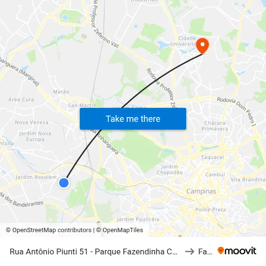 Rua Antônio Piunti 51 - Parque Fazendinha Campinas - SP República Federativa Do Brasil to Facamp map