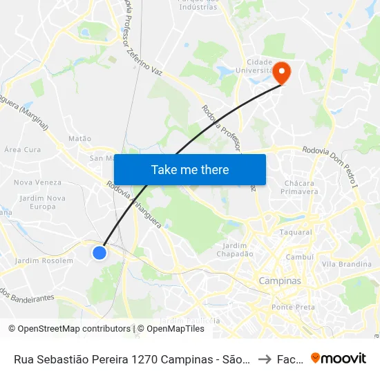 Rua Sebastião Pereira 1270 Campinas - São Paulo 13064-560 Brasil to Facamp map