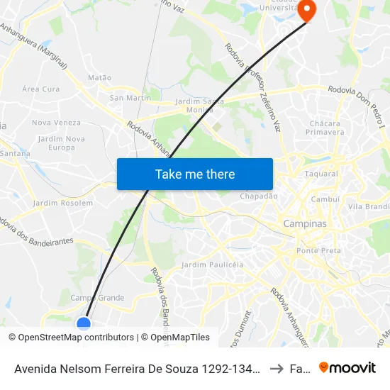 Avenida Nelsom Ferreira De Souza 1292-1348 - Jardim Florence Campinas - SP Brasil to Facamp map