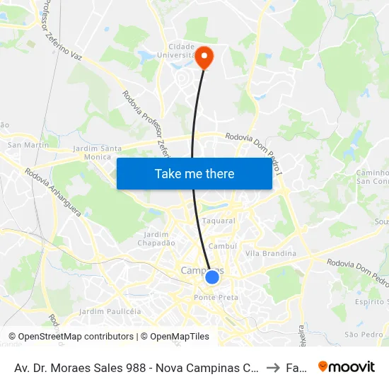 Av. Dr. Moraes Sales 988 - Nova Campinas Campinas - SP 13100-201 Brasil to Facamp map