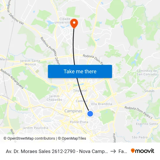 Av. Dr. Moraes Sales 2612-2790 - Nova Campinas Campinas - SP 13100-201 Brasil to Facamp map