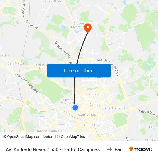Av. Andrade Neves 1550 - Centro Campinas - SP 13013-161 Brasil to Facamp map