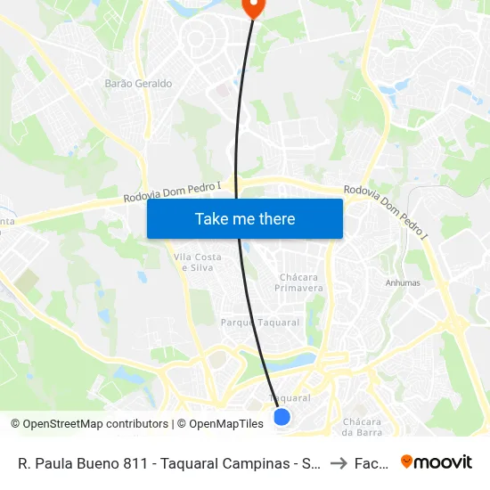 R. Paula Bueno 811 - Taquaral Campinas - SP 13076-061 Brasil to Facamp map