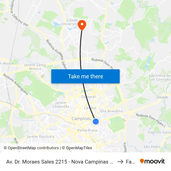 Av. Dr. Moraes Sales 2215 - Nova Campinas Campinas - SP 13092-111 Brasil to Facamp map