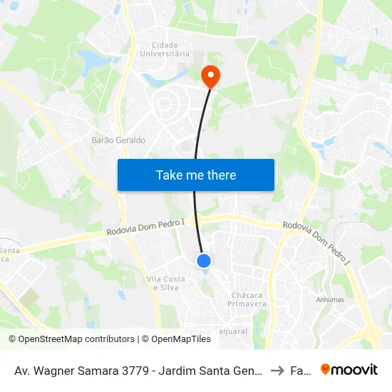 Avenida Wagner Samara Campinas - São Paulo 13087 Brasil to Facamp map