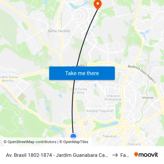 Av. Brasil 1802-1874 - Jardim Guanabara Campinas - SP 13073-148 Brasil to Facamp map