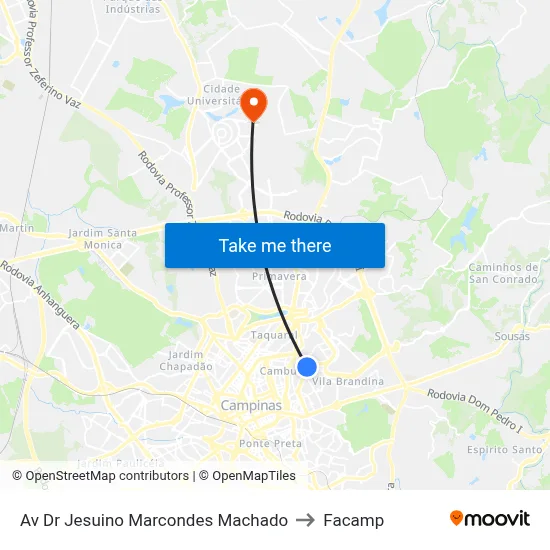 Av Dr Jesuino Marcondes Machado to Facamp map