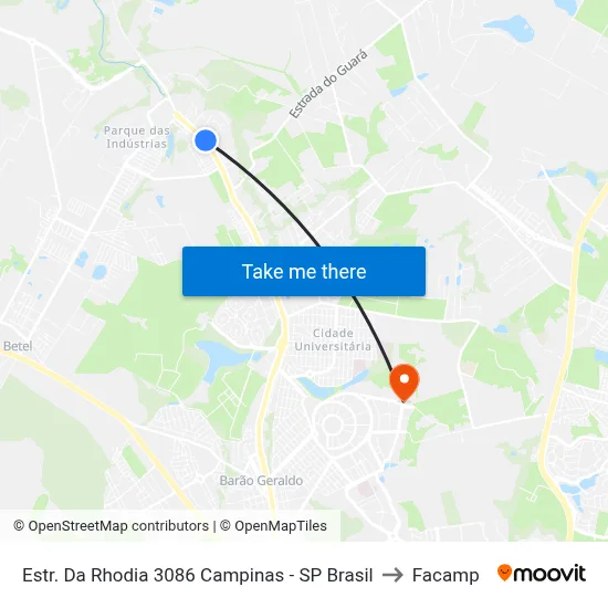 Estr. Da Rhodia 3086 Campinas - SP Brasil to Facamp map