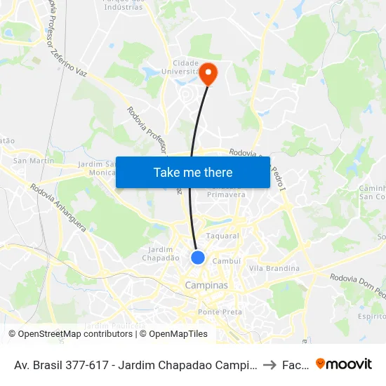 Av. Brasil 377-617 - Jardim Chapadao Campinas - SP 13070-178 Brasil to Facamp map