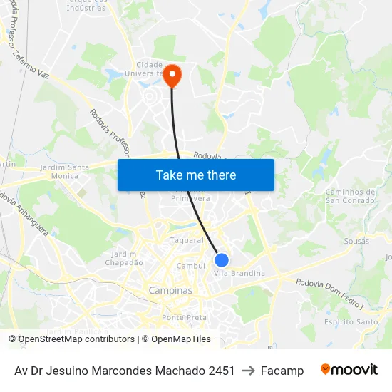 Av Dr Jesuino Marcondes Machado 2451 to Facamp map