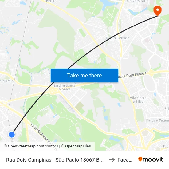 Rua Dois Campinas - São Paulo 13067 Brasil to Facamp map