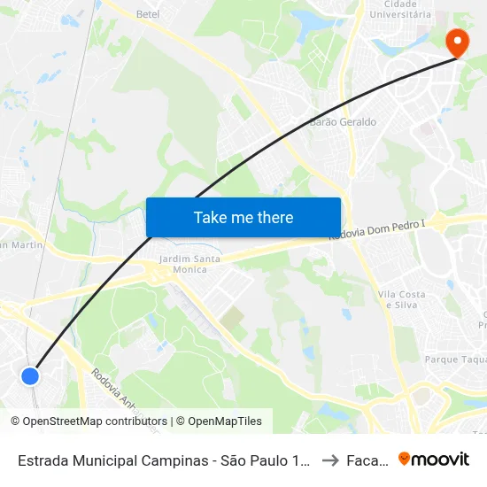 Estrada Municipal Campinas - São Paulo 13068 Brasil to Facamp map