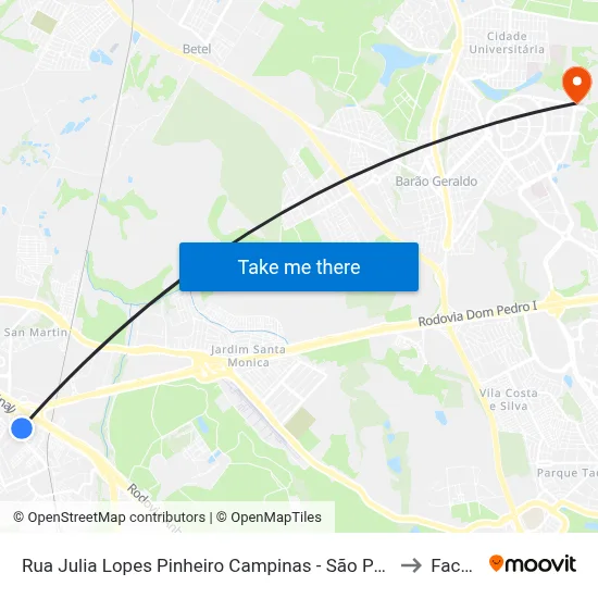 Rua Julia Lopes Pinheiro Campinas - São Paulo 13067 Brasil to Facamp map