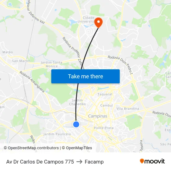 Av Dr Carlos De Campos 775 to Facamp map