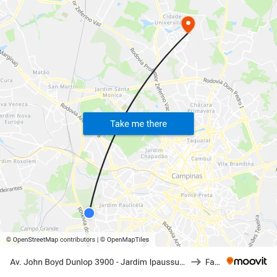 Av. John Boyd Dunlop 3900 - Jardim Ipaussurama Campinas - SP 13059-587 Brasil to Facamp map