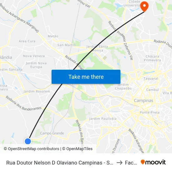 Rua Doutor Nelson D Olaviano Campinas - São Paulo 13058 Brasil to Facamp map