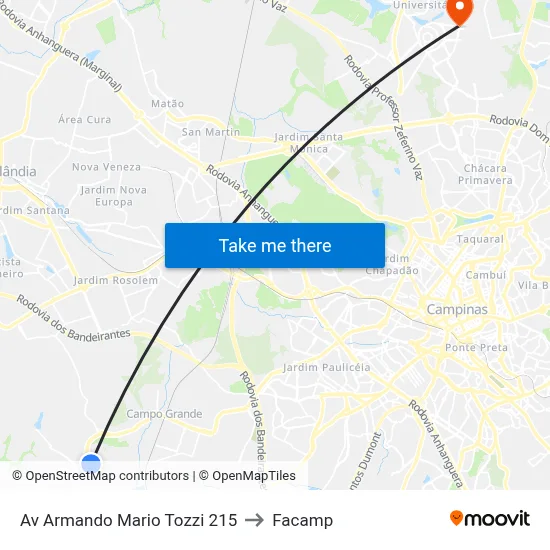 Av Armando Mario Tozzi 215 to Facamp map