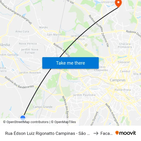 Rua Édson Luiz Rigonatto Campinas - São Paulo Brasil to Facamp map