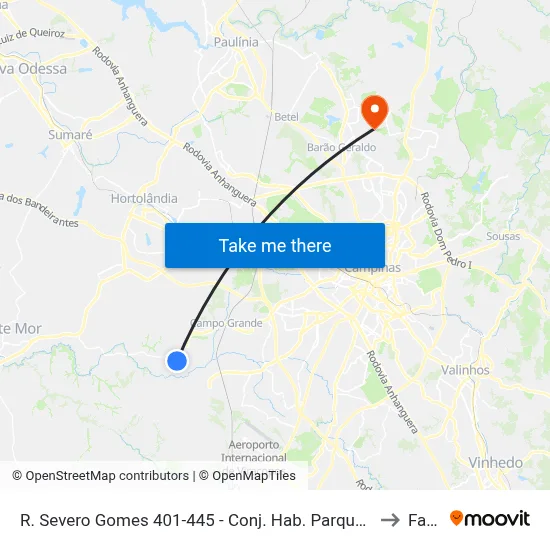R. Severo Gomes 401-445 - Conj. Hab. Parque Itajai Campinas - SP 13058-035 Brasil to Facamp map