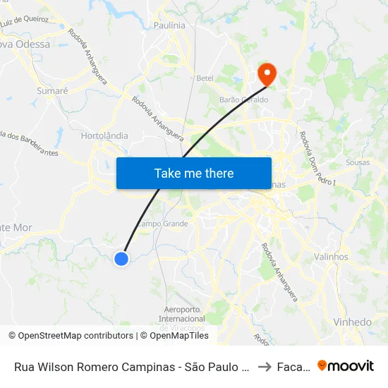 Rua Wilson Romero Campinas - São Paulo 13058 Brasil to Facamp map