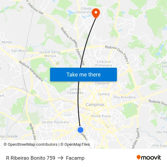 R Ribeirao Bonito 759 to Facamp map
