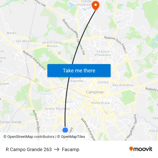 R Campo Grande 263 to Facamp map