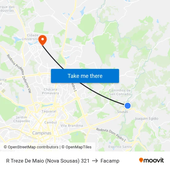 R Treze De Maio (Nova Sousas) 321 to Facamp map