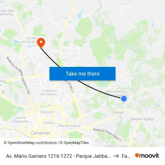 Av. Mário Garnero 1216-1272 - Parque Jatibaia (Sousas) Campinas - SP Brasil to Facamp map