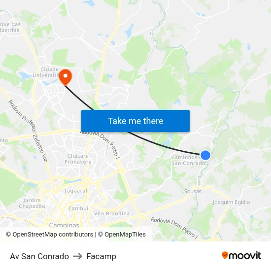 Av San Conrado to Facamp map