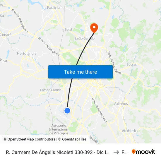 R. Carmem De Ângelis Nicoleti 330-392 - Dic IV (Conjunto Hab. Lech Walesa) Campinas - SP 13054-411 Brasil to Facamp map