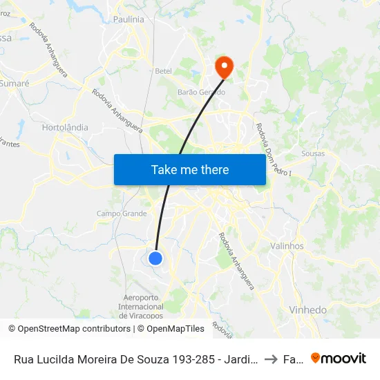 Rua Lucilda Moreira De Souza 193-285 - Jardim Profilurb Campinas - SP 13056-328 Brasil to Facamp map