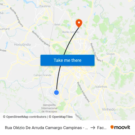 Rua Olézio De Arruda Camargo Campinas - São Paulo Brasil to Facamp map