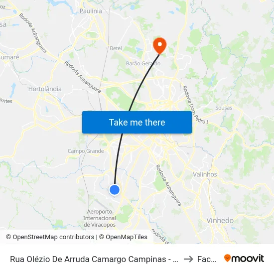 Rua Olézio De Arruda Camargo Campinas - São Paulo Brasil to Facamp map