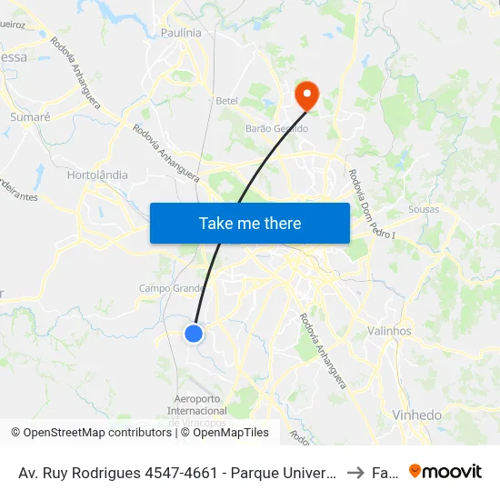 Av. Ruy Rodrigues 4547-4661 - Parque Universitario De Viracopos Campinas - SP Brasil to Facamp map