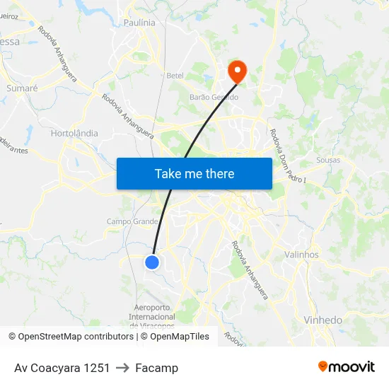 Av Coacyara 1251 to Facamp map