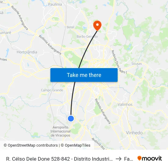 R. Célso Dele Done 528-842 - Distrito Industrial Campinas - SP 13054-711 Brasil to Facamp map