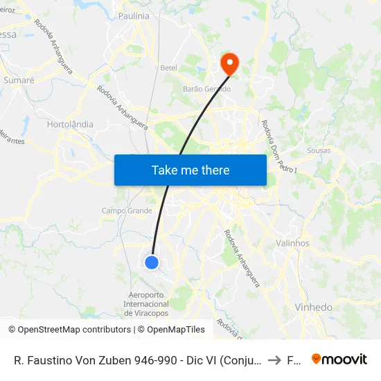 R. Faustino Von Zuben 946-990 - Dic VI (Conjunto Hab. Santo Dias Silva) Campinas - SP 13054-608 Brasil to Facamp map