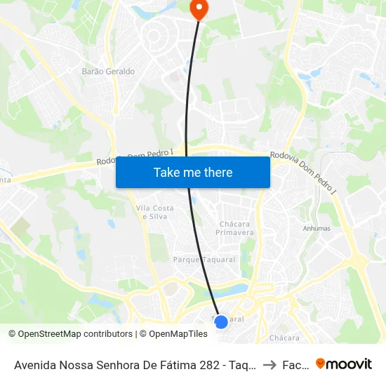 Avenida Nossa Senhora De Fátima 282 - Taquaral Campinas - SP Brasil to Facamp map