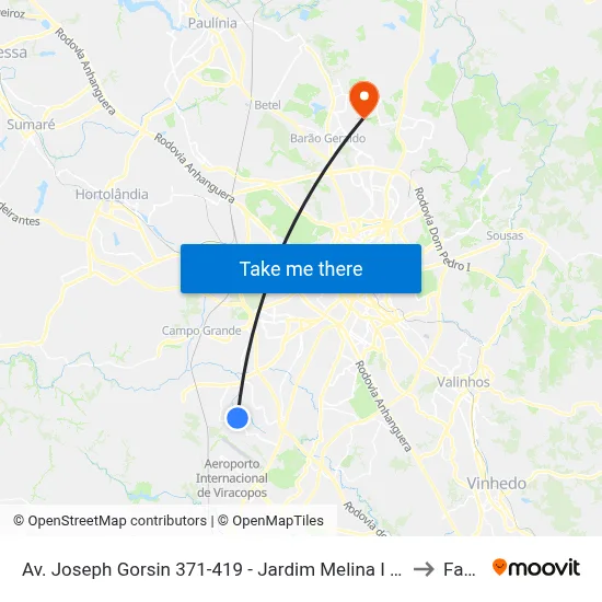 Av. Joseph Gorsin 371-419 - Jardim Melina I Campinas - SP 13056-130 Brasil to Facamp map