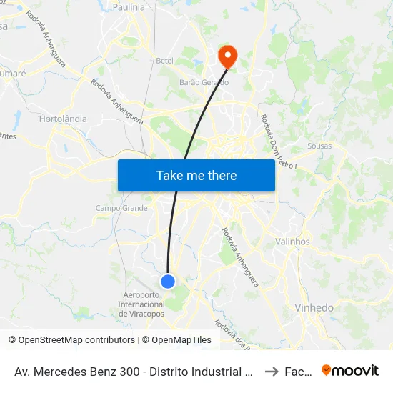Av. Mercedes Benz 300 - Distrito Industrial Campinas - SP Brasil to Facamp map