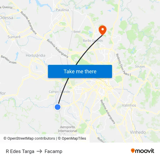 R Edes Targa to Facamp map