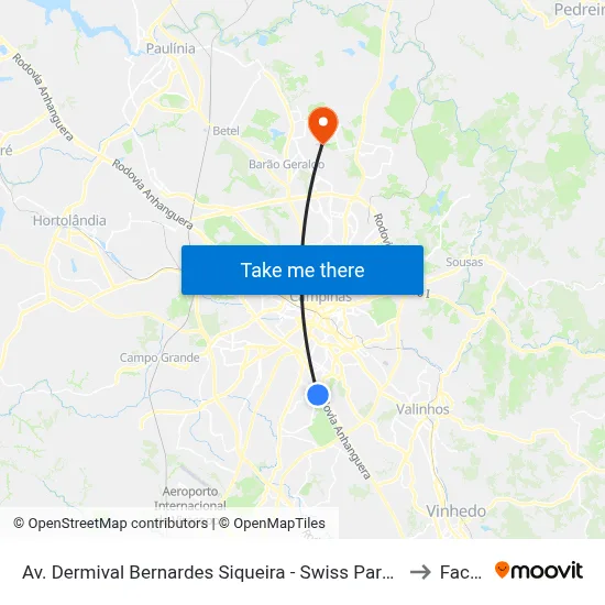 Av. Dermival Bernardes Siqueira - Swiss Park Campinas - SP Brasil to Facamp map