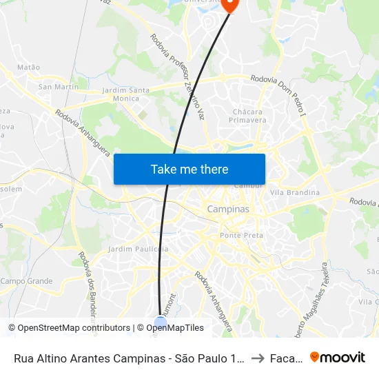 Rua Altino Arantes Campinas - São Paulo 13051 Brasil to Facamp map