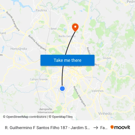 R. Guilhermino F Santos Filho 187 - Jardim São José Campinas - SP 13051-161 Brasil to Facamp map