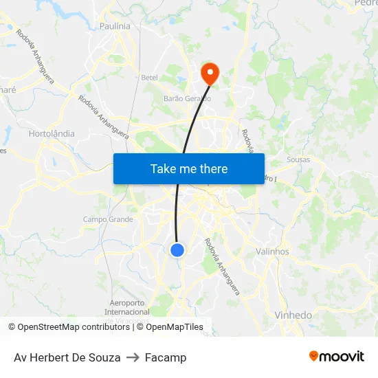 Av Herbert De Souza to Facamp map