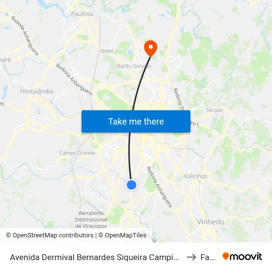 Avenida Dermival Bernardes Siqueira Campinas - São Paulo 13049-252 Brasil to Facamp map