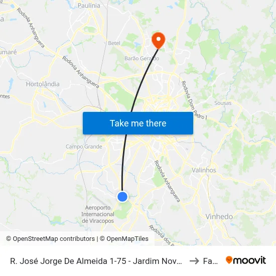 R. José Jorge De Almeida 1-75 - Jardim Nova America Campinas - SP Brasil to Facamp map