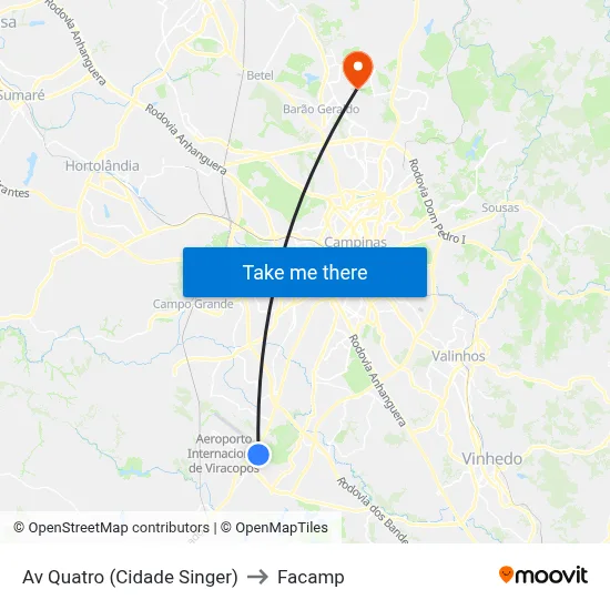 Av Quatro (Cidade Singer) to Facamp map