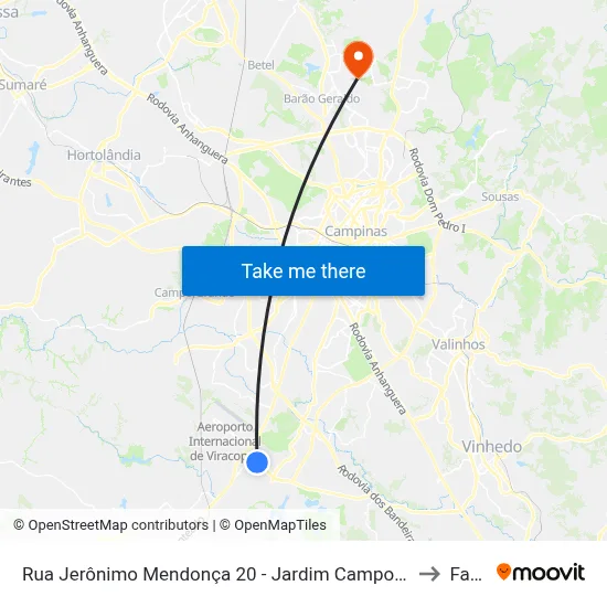 Rua Jerônimo Mendonça 20 - Jardim Campo Belo Campinas - SP 13053-150 Brasil to Facamp map