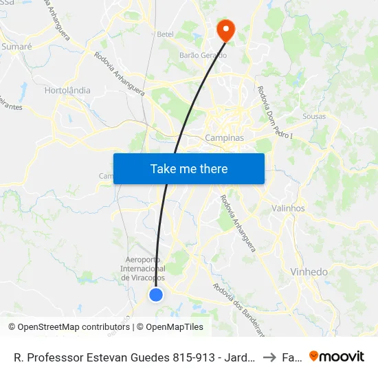 R. Professsor Estevan Guedes 815-913 - Jardim Fernanda Campinas - SP 13053-618 Brasil to Facamp map